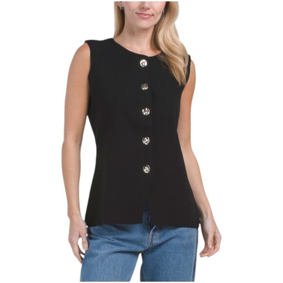 ELLEN TRACY Button Front Sweater Vest - Picture 1 of 2